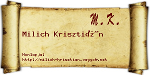 Milich Krisztián névjegykártya